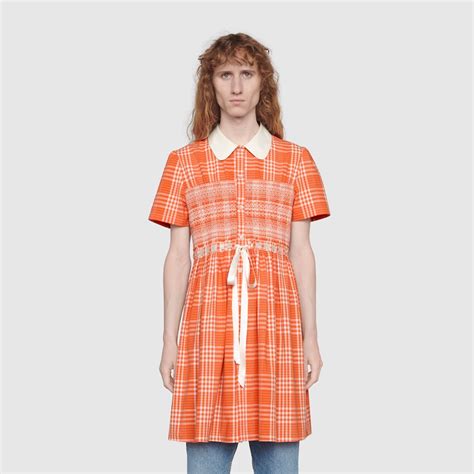 GUCCI Tartan cotton long smock shirt 